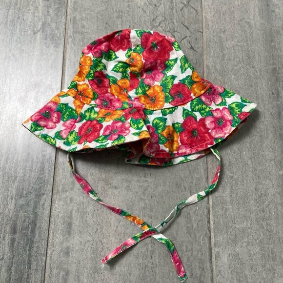 The Right Start Cotton Floral Bucket Sun Hat with Strap Size Small (0–3 months) - Picture 3 of 8